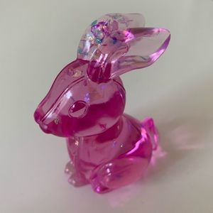 𝅺Handmade Glittery Pink Epoxy Resin Bunny Art Figurine